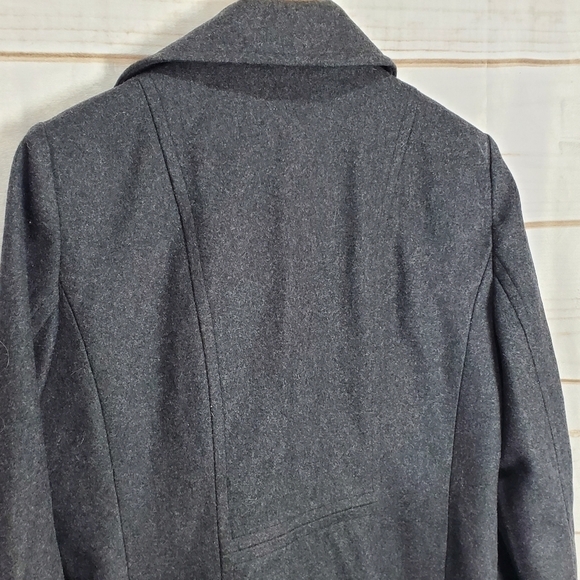 London Fog Collection Charcoal Gray Button Up Wool Pea Coat Jacket Size Medium - Picture 9 of 12